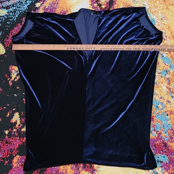 LAND'S END BLUE VELVET VELOUR WOMEN'S TOP BLOUSE EUC L XL - Picture 7 of 9